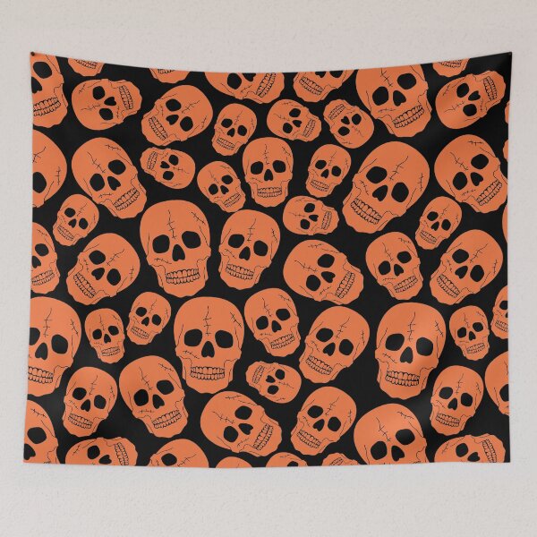 Item preview, Orange Skulls on Black Background designed and sold by pugmom4.