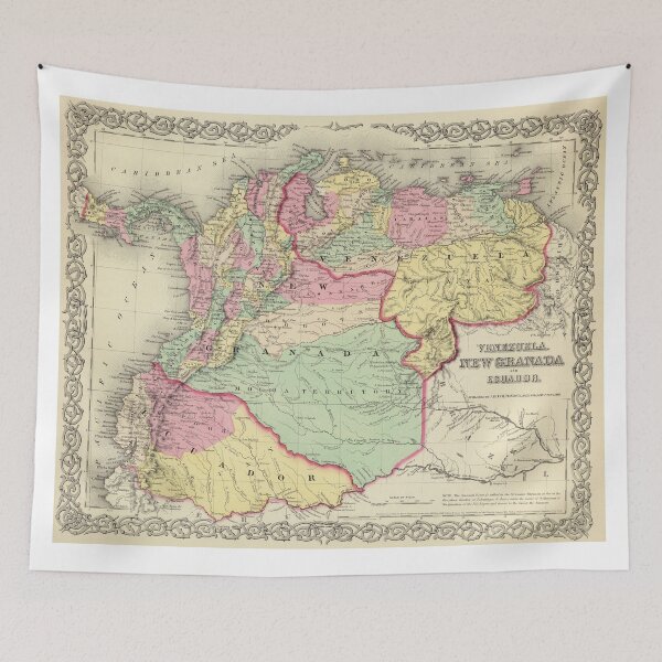 Item preview, Vintage Map of Venezuela, Ecuador, Colombia (1855) designed and sold by BravuraMedia.