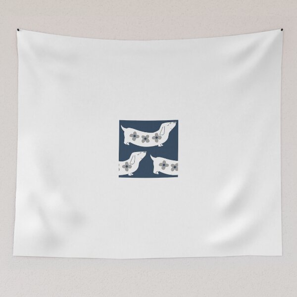 Item preview, dachshund navy grey flowers designed and sold by Laura Wright.
