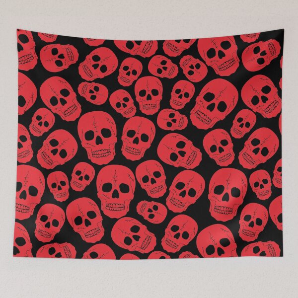 Item preview, Red Halloween Skull on Black designed and sold by pugmom4.