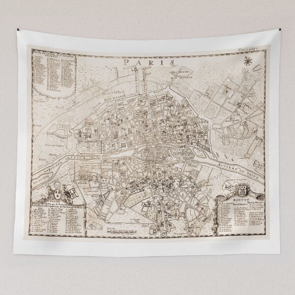 Item preview, Vintage Map of Paris France (1742) designed and sold by BravuraMedia.
