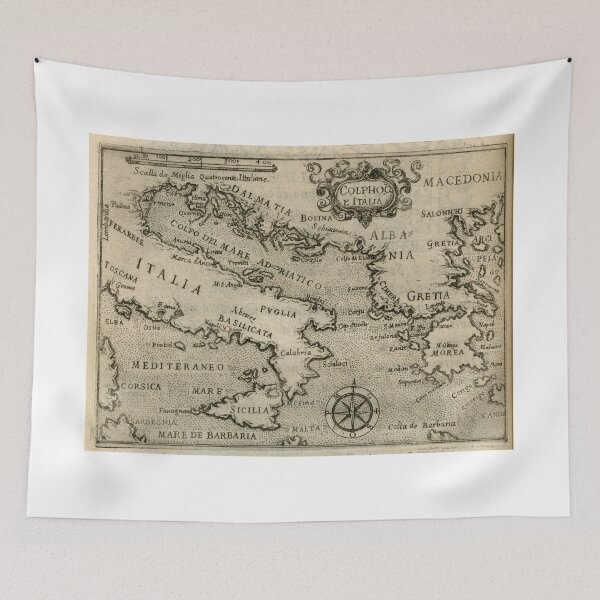 Item preview, Vintage Map of Italy and Greece (1587) designed and sold by BravuraMedia.