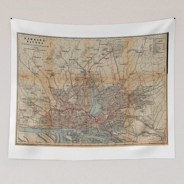 Item preview, Vintage Hamburg Railway Map (1910) designed and sold by BravuraMedia.