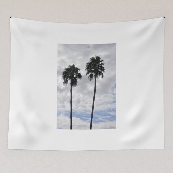 Item preview, TWIN PALM TREES SILHOUETTED AGAINST CLOUDY BLUE SKY designed and sold by JAYMILO.