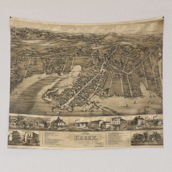 Item preview, Vintage Pictorial Map of Essex Connecticut (1881) designed and sold by BravuraMedia.