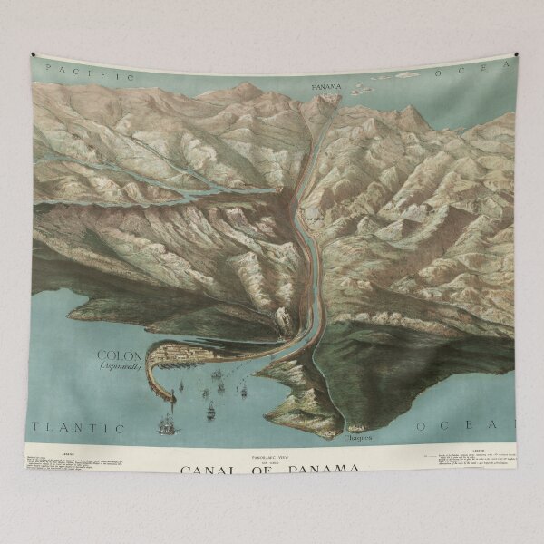 Item preview, Vintage Pictorial Map of The Panama Canal (1881) designed and sold by BravuraMedia.