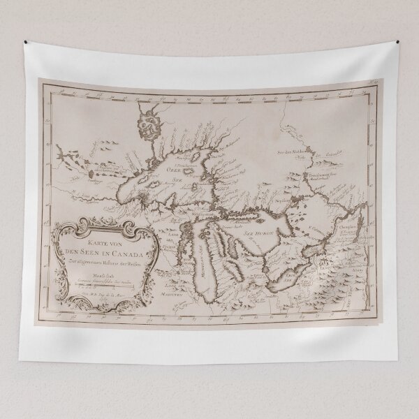 Item preview, Vintage Map of The Great Lakes (1757) designed and sold by BravuraMedia.