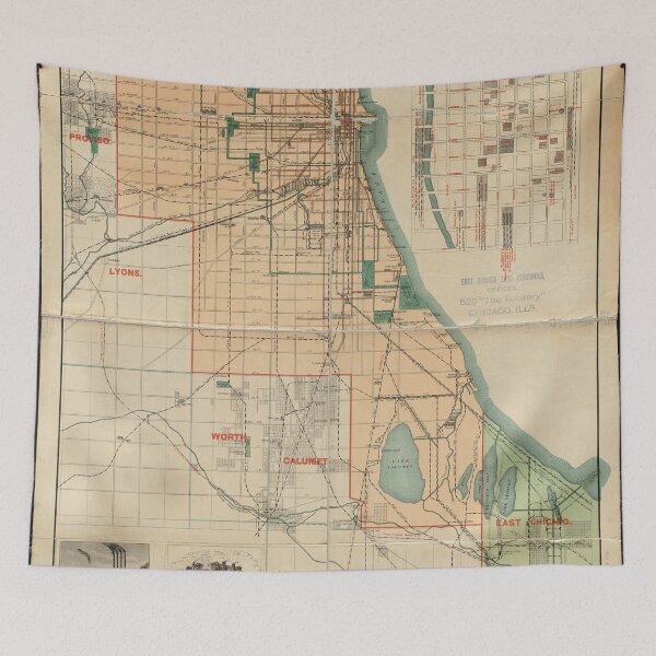 Item preview, Vintage Map of Chicago Illinois (1889) designed and sold by BravuraMedia.