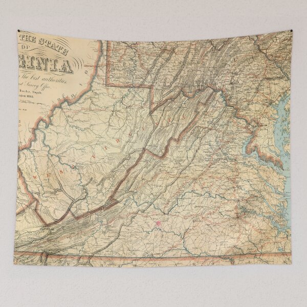 Item preview, Vintage Map of Virginia (1863) designed and sold by BravuraMedia.