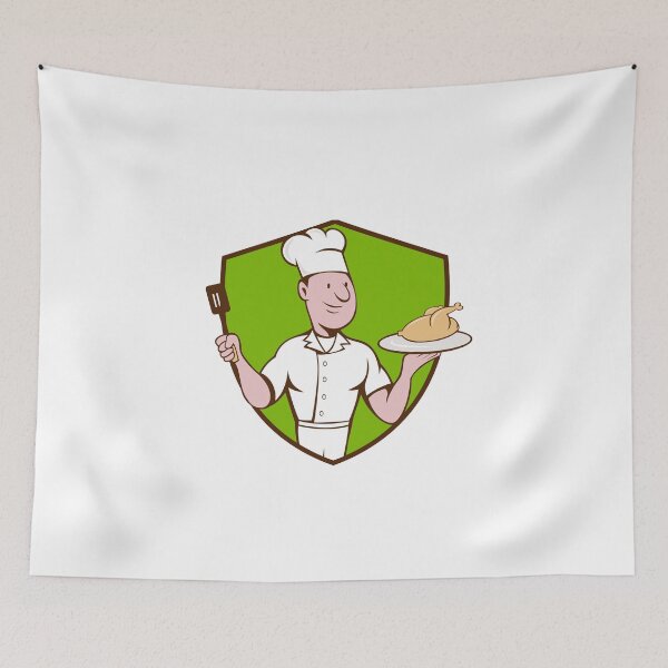 Item preview, Chef Cook Roast Chicken Spatula Crest Cartoon designed and sold by patrimonio.