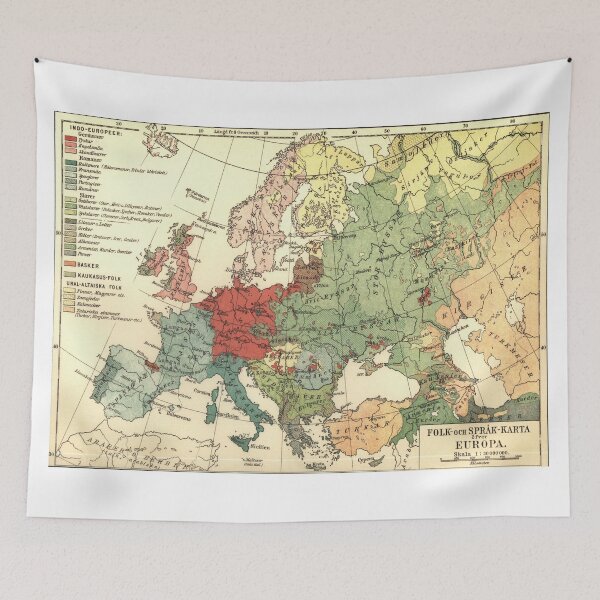 Item preview, Vintage Linguistic Map of Europe (1907) designed and sold by BravuraMedia.