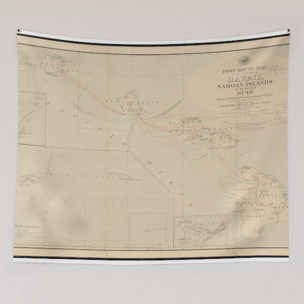 Item preview, Vintage Hawaii Postage Route Map (1903) designed and sold by BravuraMedia.