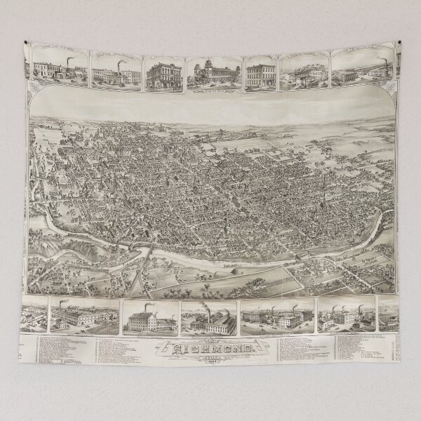 Item preview, Vintage Pictorial Map of Richmond Indiana (1884) designed and sold by BravuraMedia.