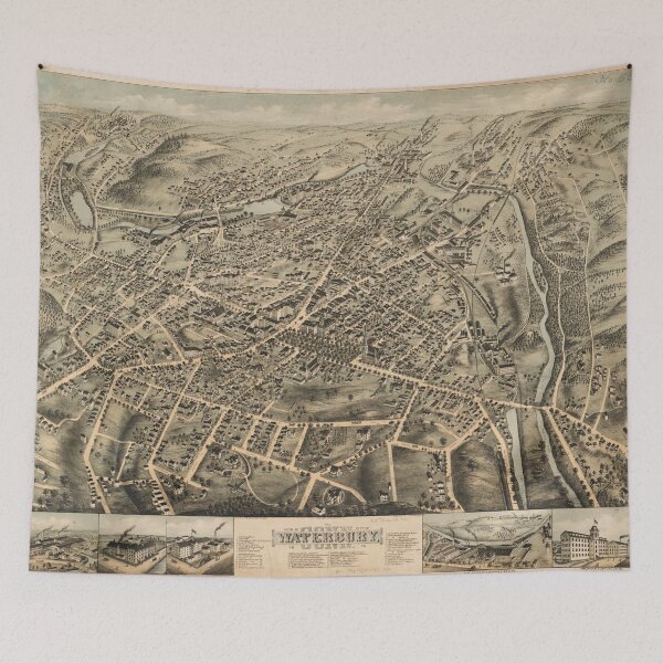 Item preview, Vintage Pictorial Map of Waterbury CT (1876) designed and sold by BravuraMedia.