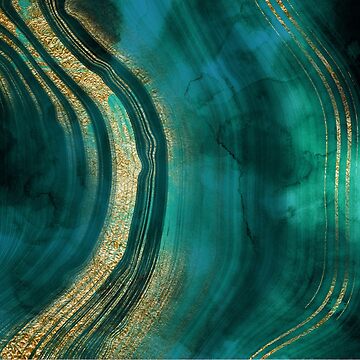 Artwork thumbnail, Gold Veined Green Luxury Faux Marble by MysticMarble