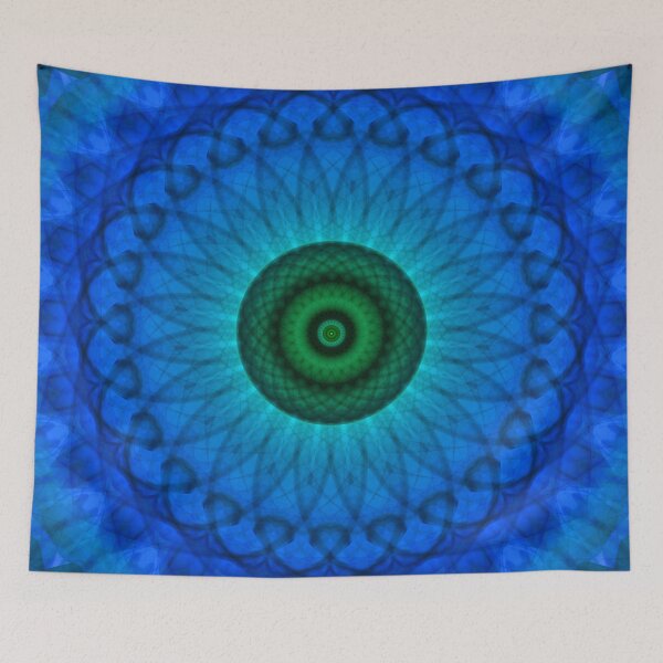 Item preview, Blue mandala with green middle. designed and sold by JBlaminsky.