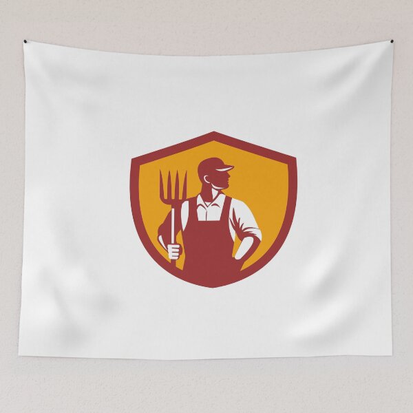 Item preview, Organic Farmer Pitchfork Crest Retro designed and sold by patrimonio.
