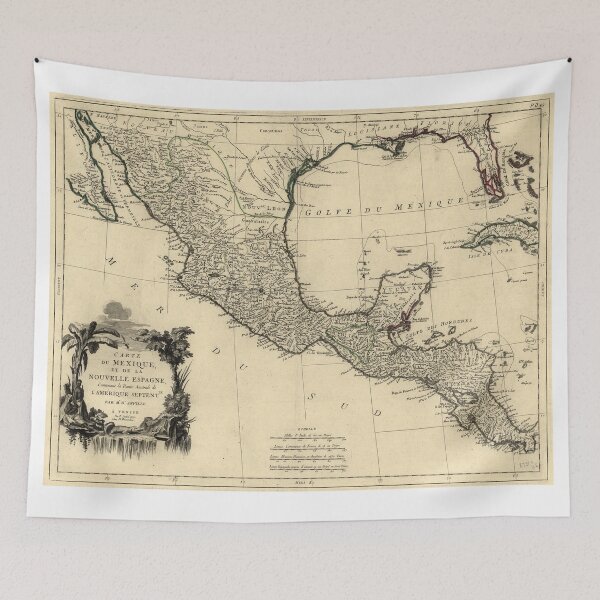 Item preview, Vintage Map of Mexico (1779) designed and sold by BravuraMedia.
