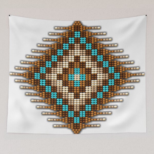 Item preview, Brown and Turquoise Native Beadwork Sunburst designed and sold by Naumaddic Arts.