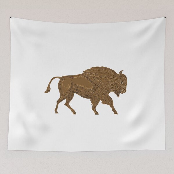Item preview, North American Bison Buffalo Charging Retro designed and sold by patrimonio.