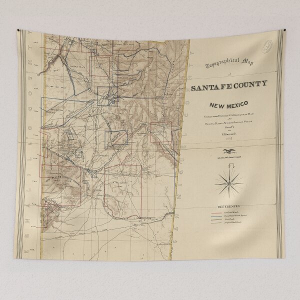 Item preview, Vintage Map of Santa Fe County NM (1883) designed and sold by BravuraMedia.