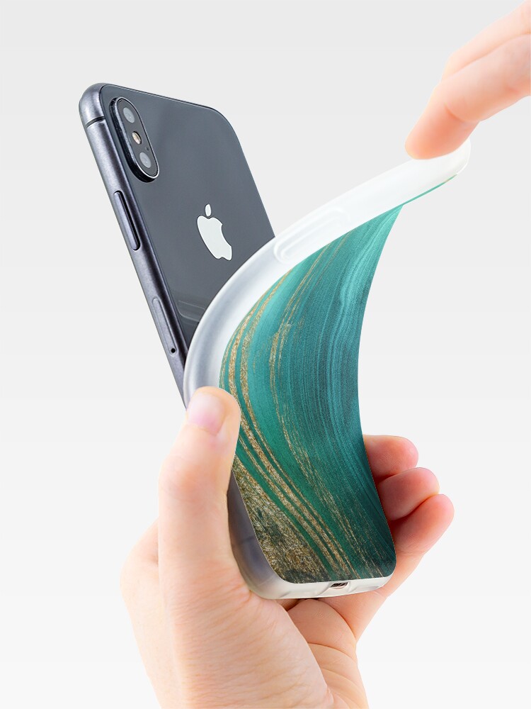 Alternate view of Malachite Green Marble with Gold Veins iPhone Case & Cover