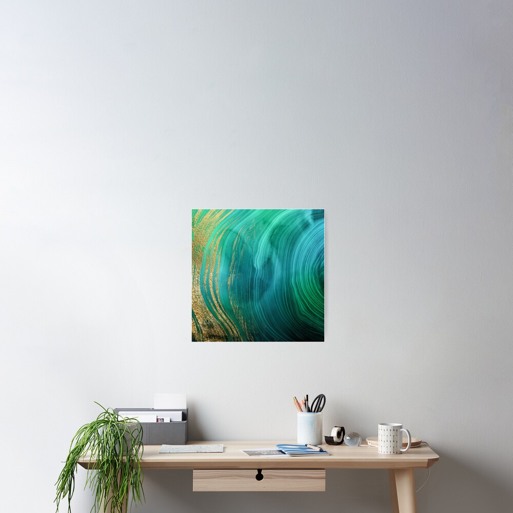 Malachite Green Marble with Gold Veins Poster