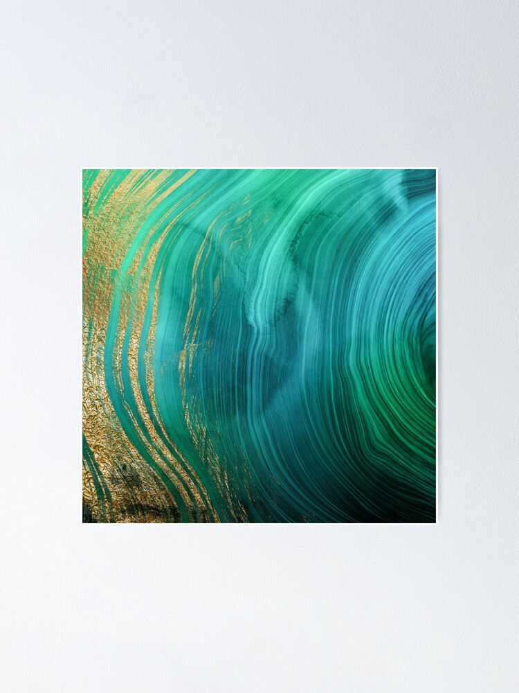 Alternate view of Malachite Green Marble with Gold Veins Poster