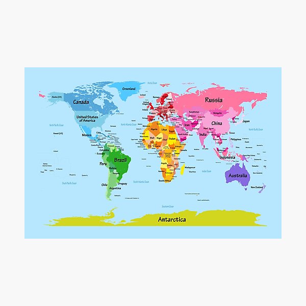 Item preview, World Map with Big Text for Kids designed and sold by ArtPrints.