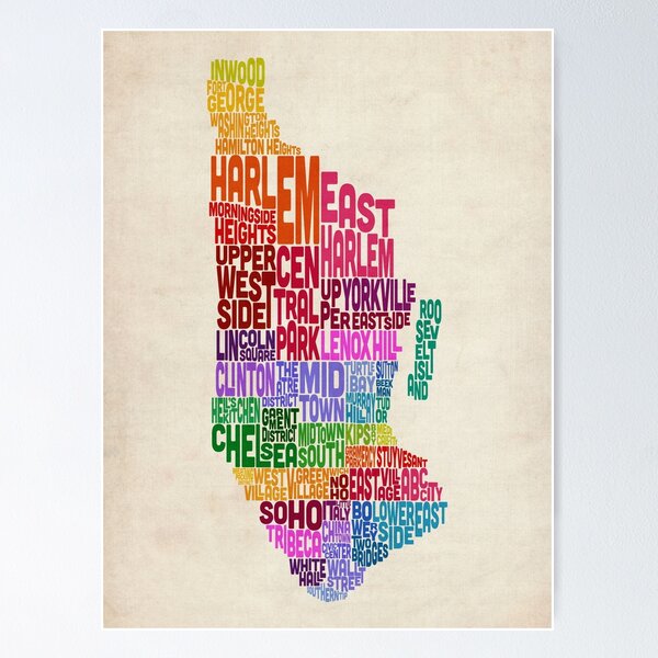 Item preview, Manhattan New York Typography Text Map designed and sold by ArtPrints.