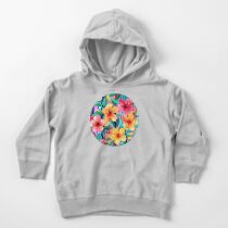 OTT Maximalist Hawaiian Hibiscus Floral with Stripes Toddler Pullover Hoodie