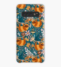 Glückliches Boho-Faultier mit Blumen Hülle & Klebefolie für Samsung Galaxy