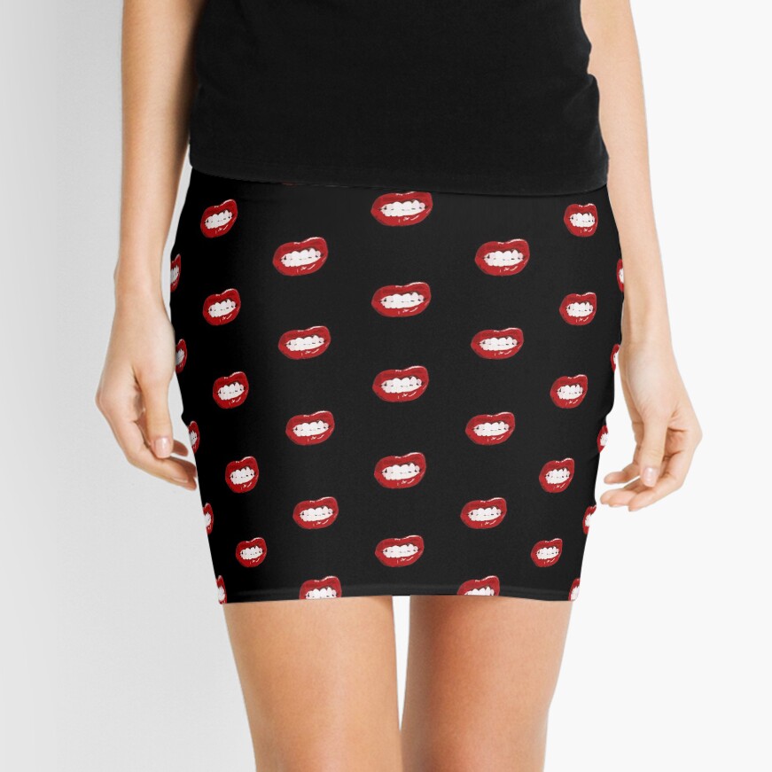 "Women mouth sexy red lips, Girly lip bite, teeth showing" Mini Skirt ...