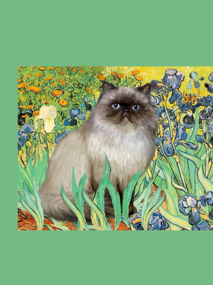 Famous Art: Irises (Van Gogh)-adapted with a Himalayan Cat by JeanBFitzgerald