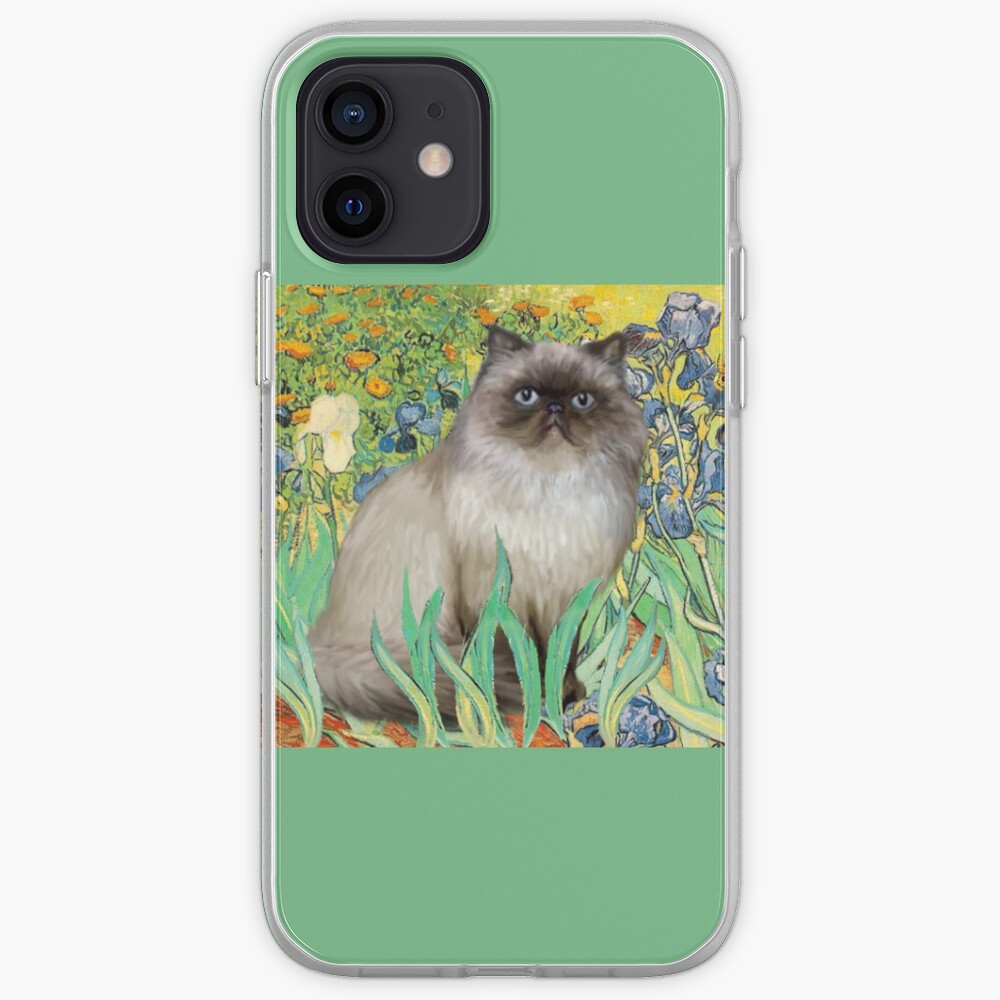 Famous Art: Irises (Van Gogh)-adapted with a Himalayan Cat iPhone Case & Cover