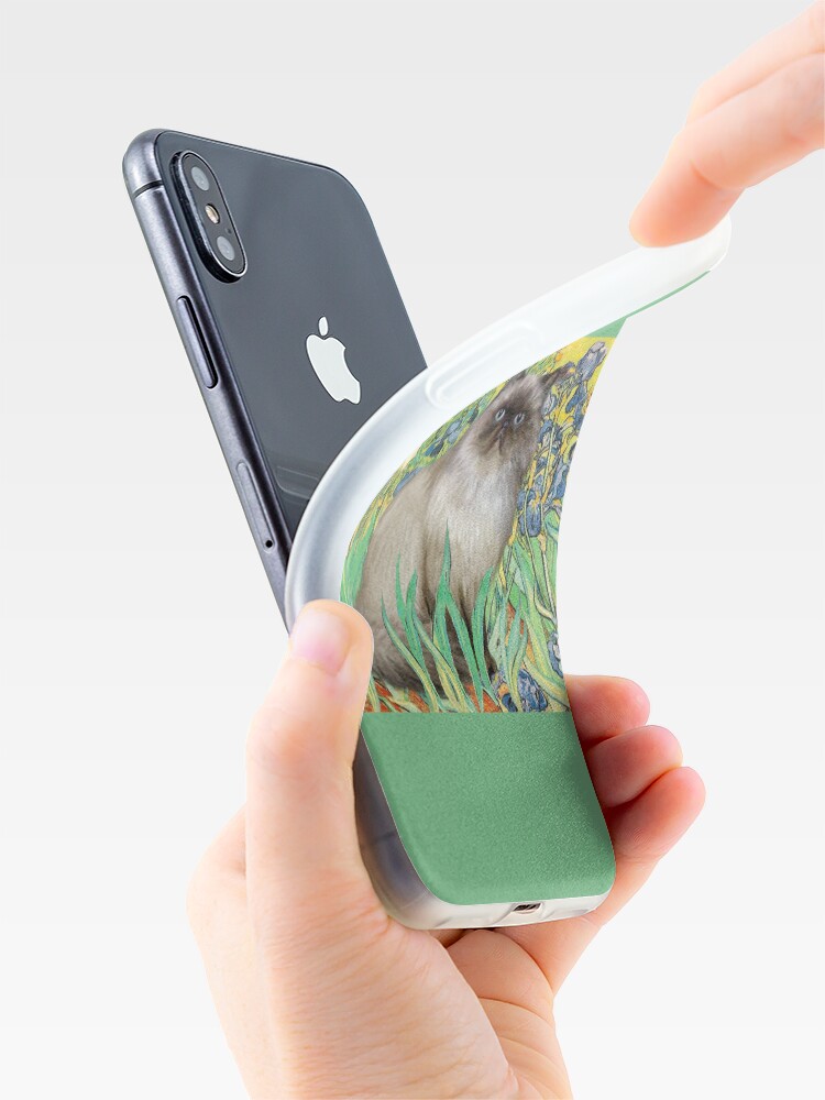 Alternate view of Famous Art: Irises (Van Gogh)-adapted with a Himalayan Cat iPhone Case & Cover