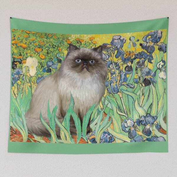 Item preview, Famous Art:  Irises (Van Gogh)-adapted with a Himalayan Cat designed and sold by JeanBFitzgerald.