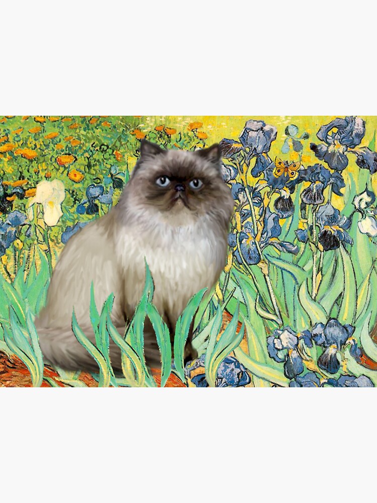 Famous Art: Irises (Van Gogh)-adapted with a Himalayan Cat by JeanBFitzgerald