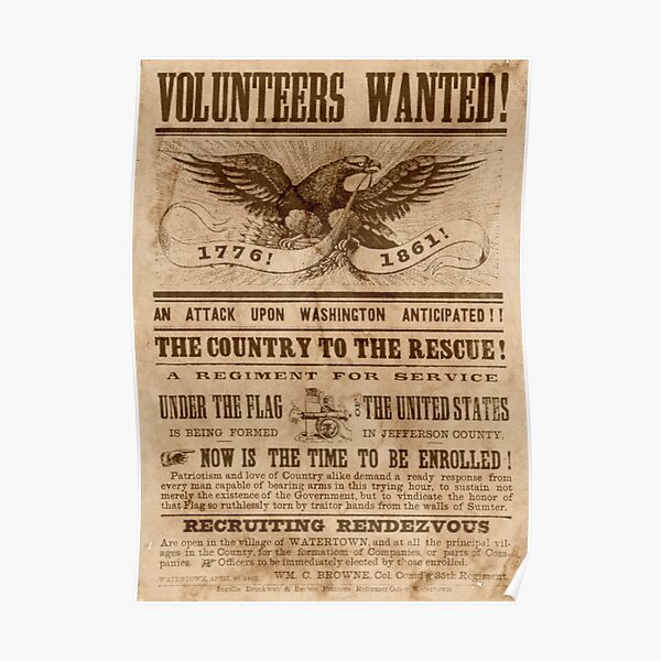 American Civil War Recruitment Poster Poster