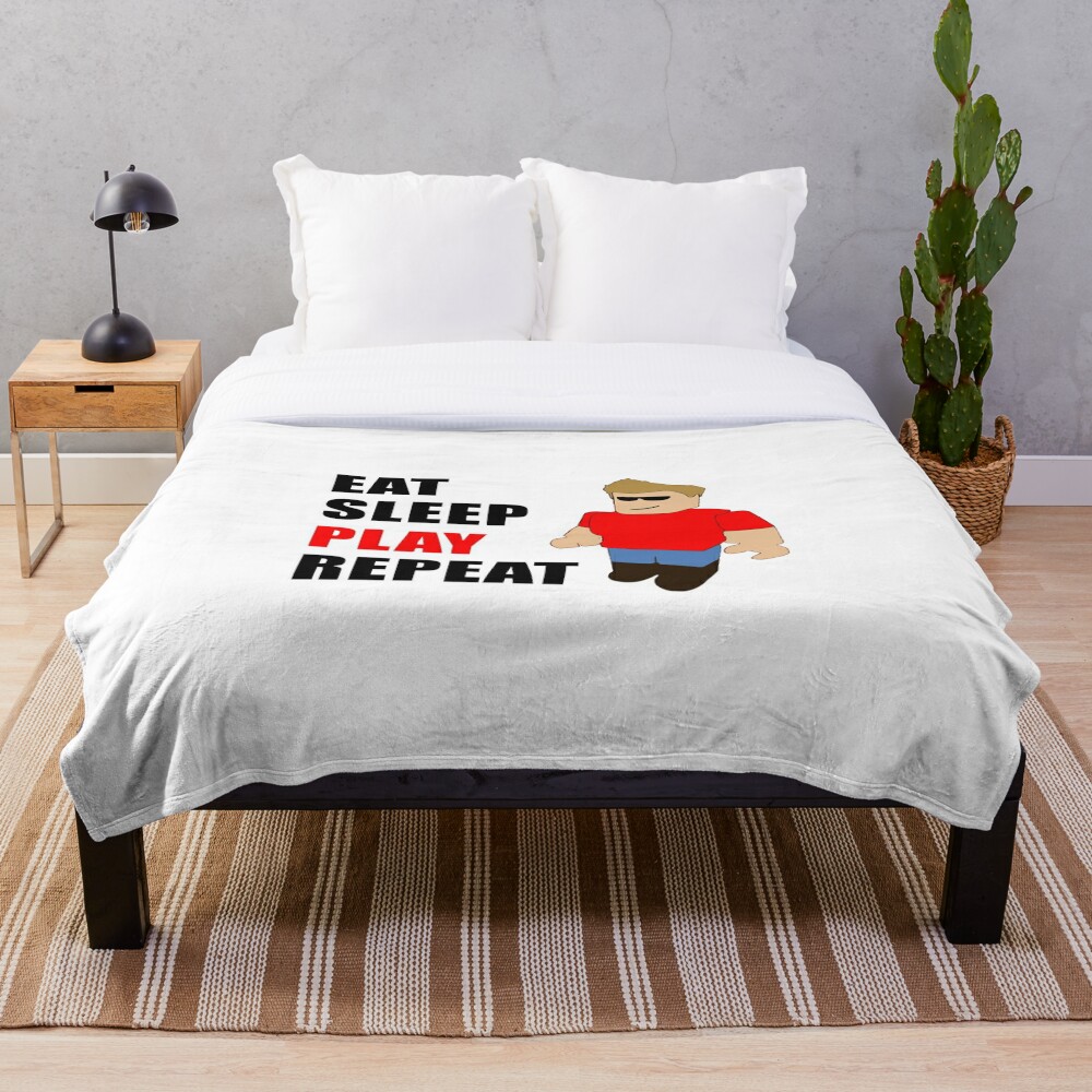 Roblox Eat Sleep Play Throw Blanket By Alasigraff Redbubble - comfy twin bed roblox