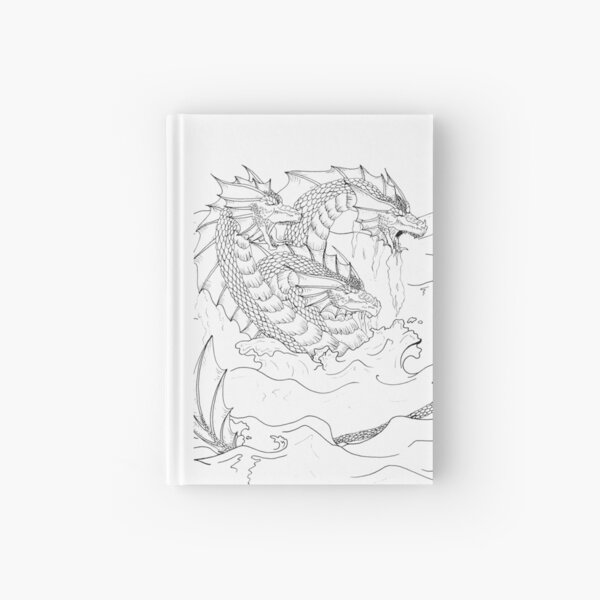 Hand Drawn Fantasy Three Headed Sea Dragon Hardcover Journal