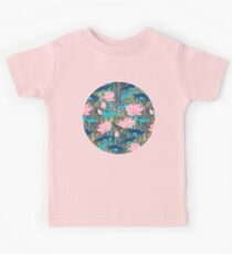 Art Deco Lotus Flowers in Pink & Navy Kids T-Shirt