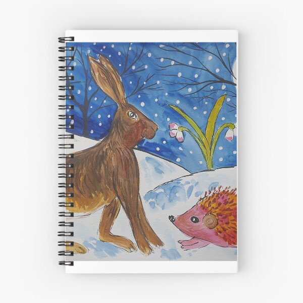 Item preview, Hare and a pink Hedgehog in the Snow designed and sold by Casimirasart.