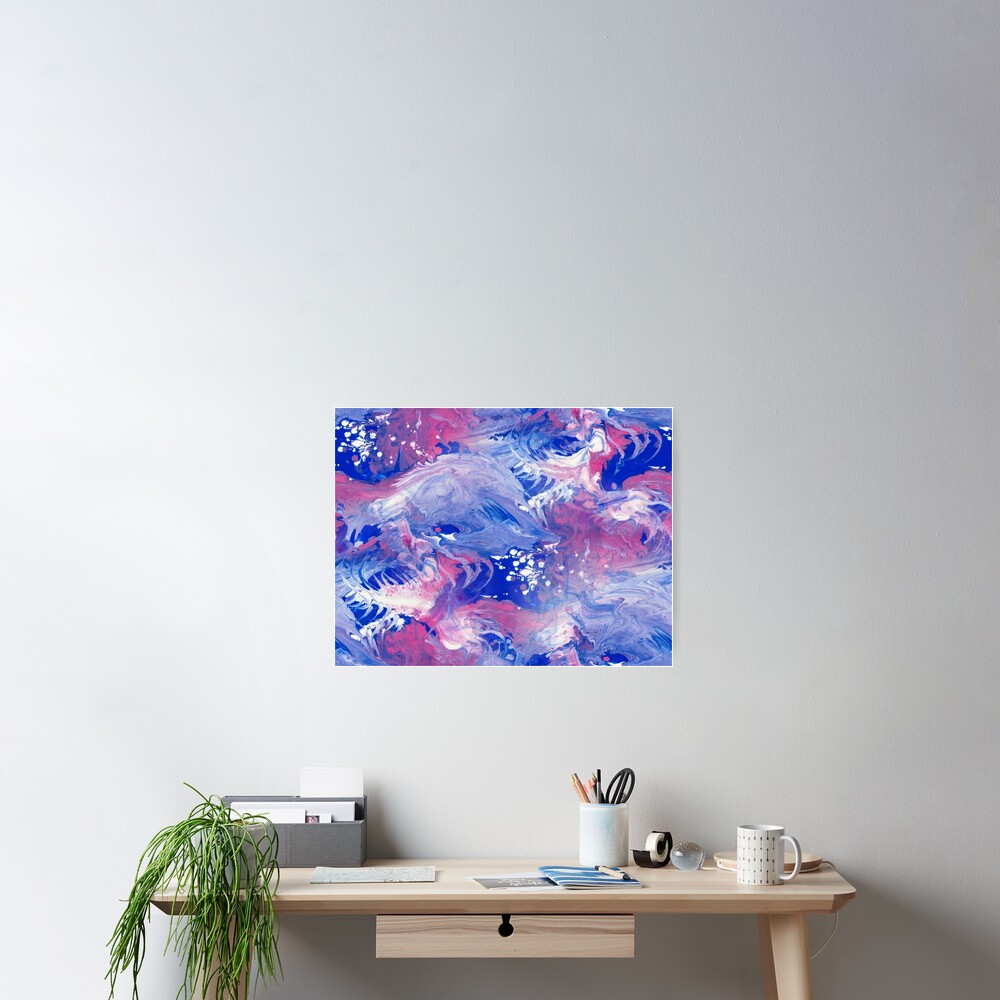 Pink and blue finger Painting Pattern Poster