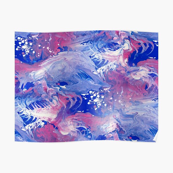 Pink and blue finger Painting Pattern Poster