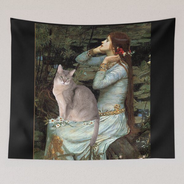 Item preview, Famous Art: Ophelia (Waterhouse)-adapted with Blue Abyssinian Cat designed and sold by JeanBFitzgerald.