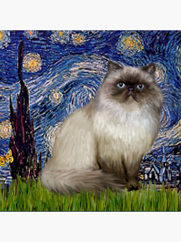 Famous Art: "Starry Night" (Van Gogh)-adapted with a Himalayan Cat by JeanBFitzgerald