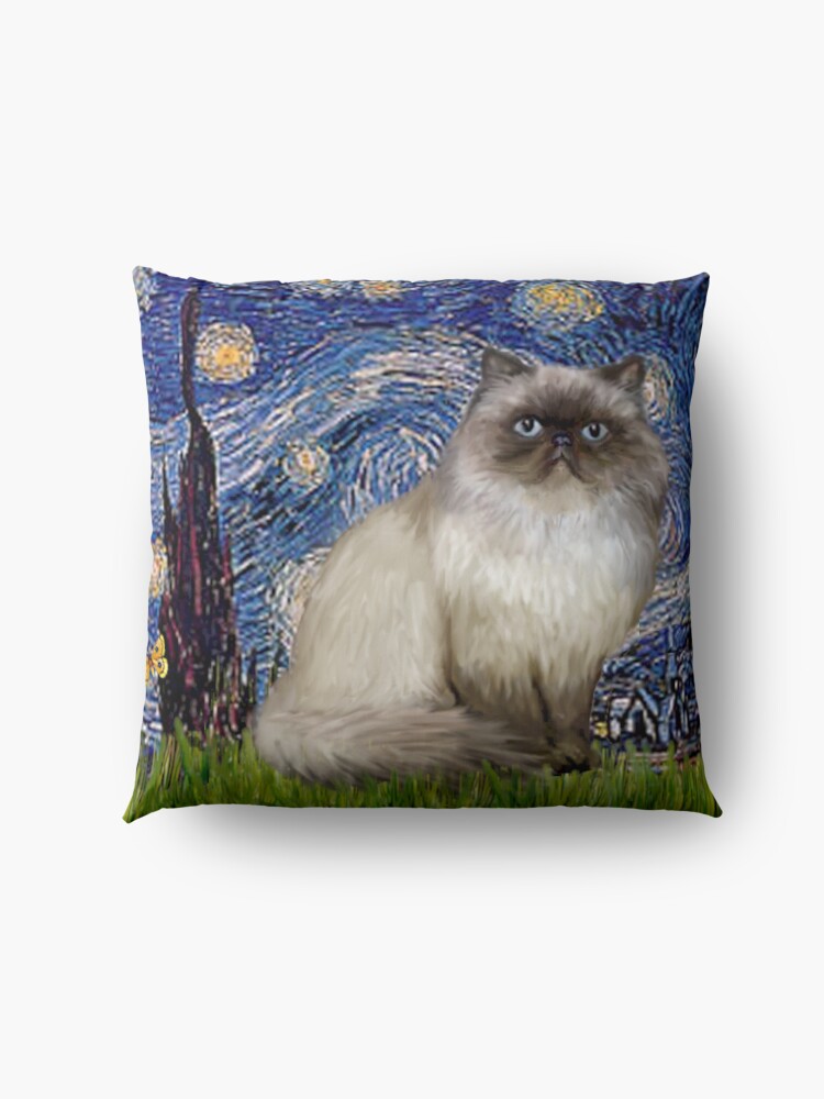 Alternate view of Famous Art: "Starry Night" (Van Gogh)-adapted with a Himalayan Cat Floor Pillow