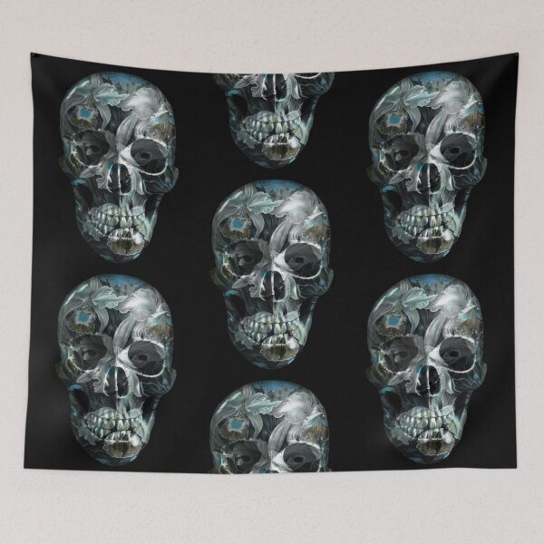 Item preview, Painted Skull - Exotic Flowers- Teal designed and sold by EvilLeftHand.