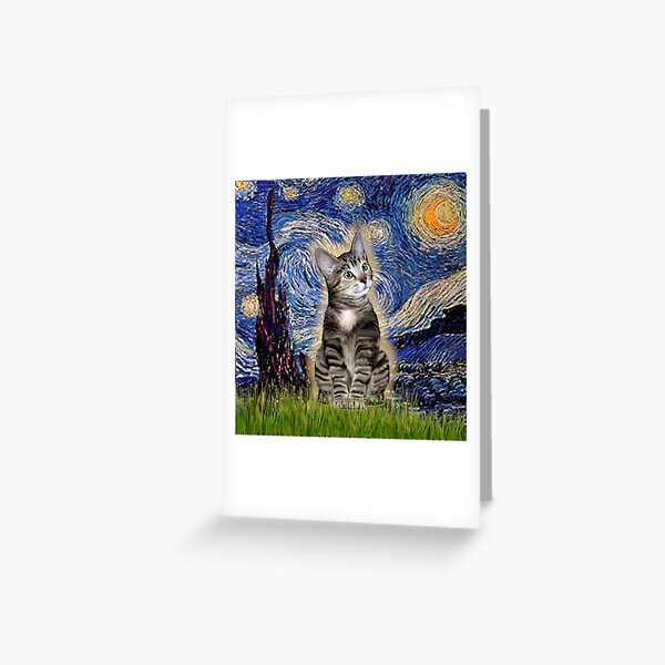 Item preview, Starry Night (Van Gogh)-with a Brown Tabby Cat designed and sold by JeanBFitzgerald.